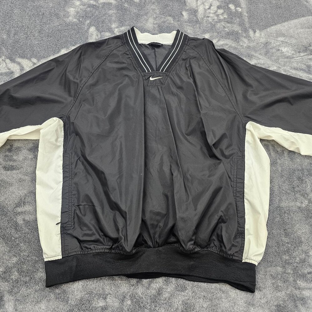 vintage Nike center swoosh pullover nylon warmup shirt top mens large black